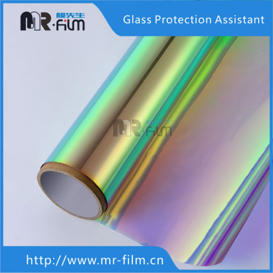 Rainbow Colorful Self Adhesive Decoration Sticker Dichroic Glass Window Tint Film for Shopping Mall Commercial Building